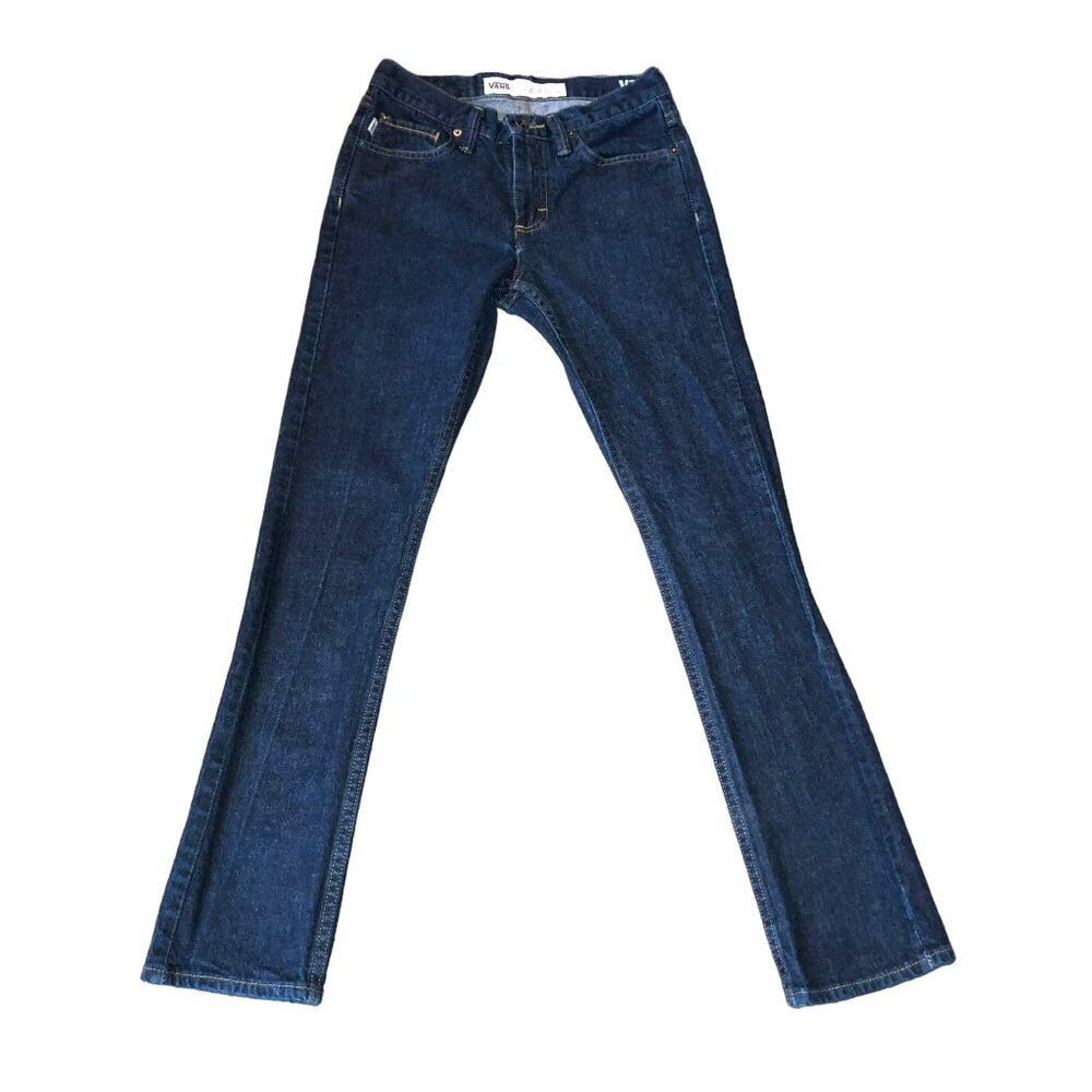 Vans V76 Skinny Jeans Sz 28 x 30 Blue Dark Rinse Skater Off the Wall Womens